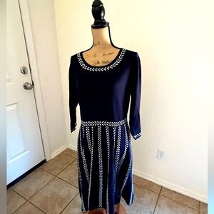 Navy blue and white Boden sweater dress size 12